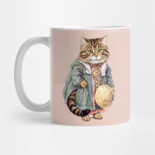 Fluffy tabby wearing a pink dress Mug